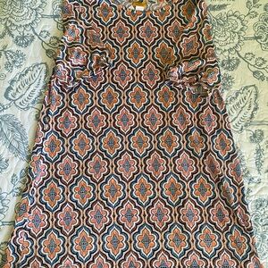 Ruby Rd. Geometric Long Sleeve Dress - Orange and Blue